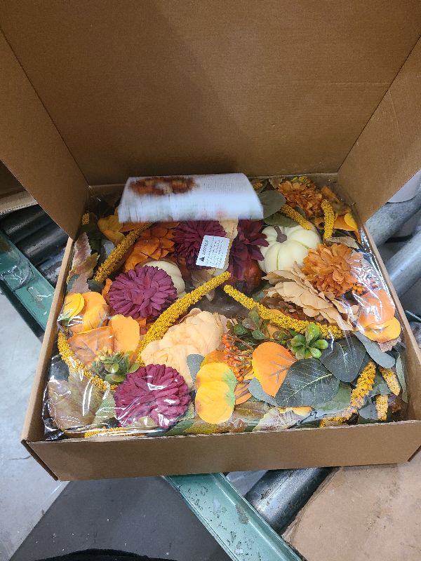 Photo 1 of 24 Inch Autumn Wreath for Front Door - Fall Wreath with Peony,Dahlia,Berries,Maple Leaves,Pumpkins - Farmhouse Thanksgiving Halloween Decor for Porch,Indoor,Outdoor,Wall,Door Hanging