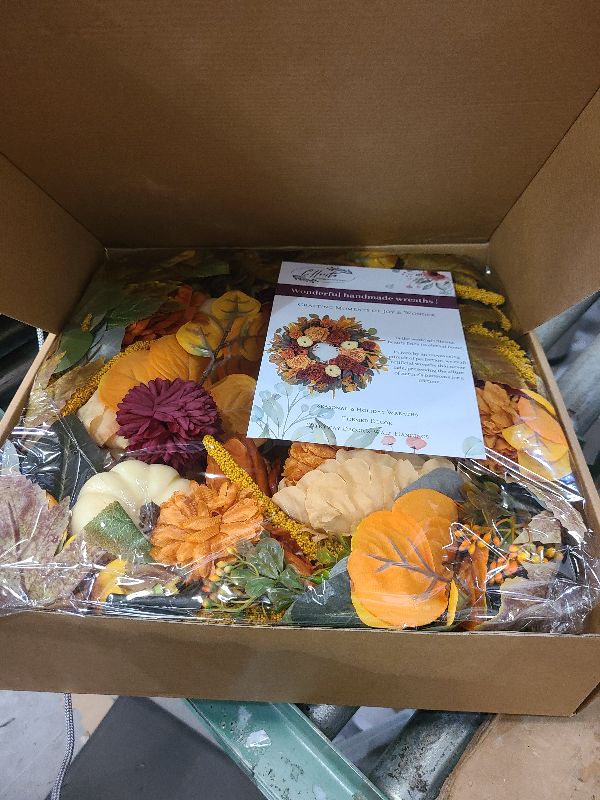 Photo 1 of 24 Inch Autumn Wreath for Front Door - Fall Wreath with Peony,Dahlia,Berries,Maple Leaves,Pumpkins - Farmhouse Thanksgiving Halloween Decor for Porch,Indoor,Outdoor,Wall,Door Hanging