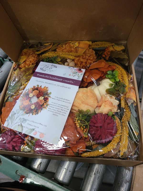 Photo 1 of 24 Inch Autumn Wreath for Front Door - Fall Wreath with Peony,Dahlia,Berries,Maple Leaves,Pumpkins - Farmhouse Thanksgiving Halloween Decor for Porch,Indoor,Outdoor,Wall,Door Hanging