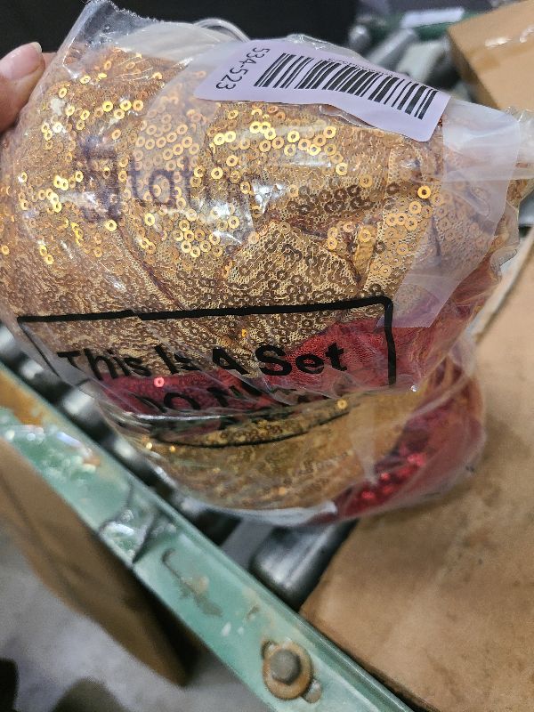 Photo 1 of 4 Panels 2 x 8 ft Red and Gold Sequin Backdrop Curtain Glitter Backdrop Curtain for Congrats Grad Graduation Party Decorations Birthday Wedding Background Anniversary Photography