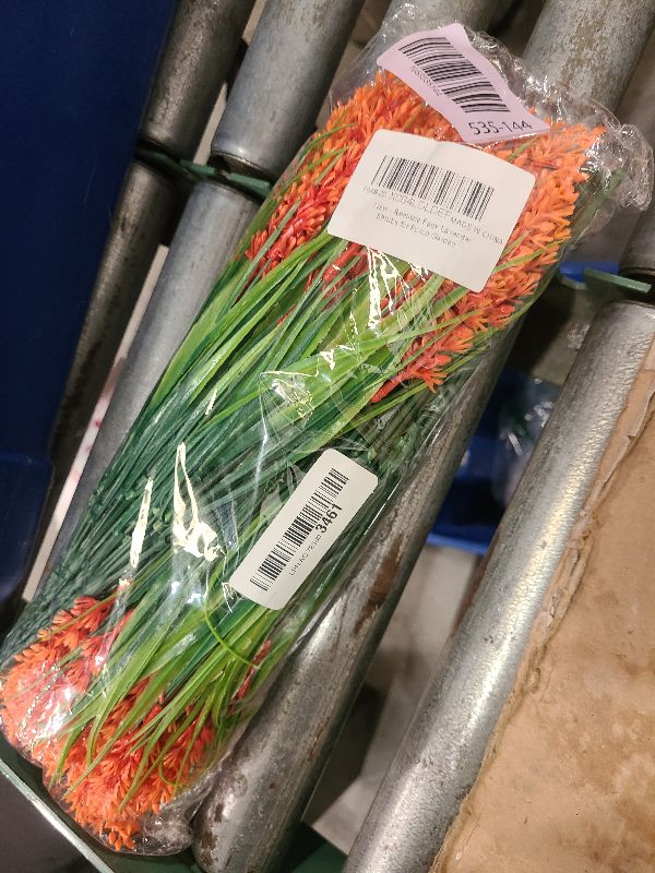 Photo 1 of 20 Bundles Artificial Plants Outdoor, UV Resistant Fake Flowers, Realistic Faux Lavender Shrubs for Porch Garden Window Box Home Decoration (Orange)