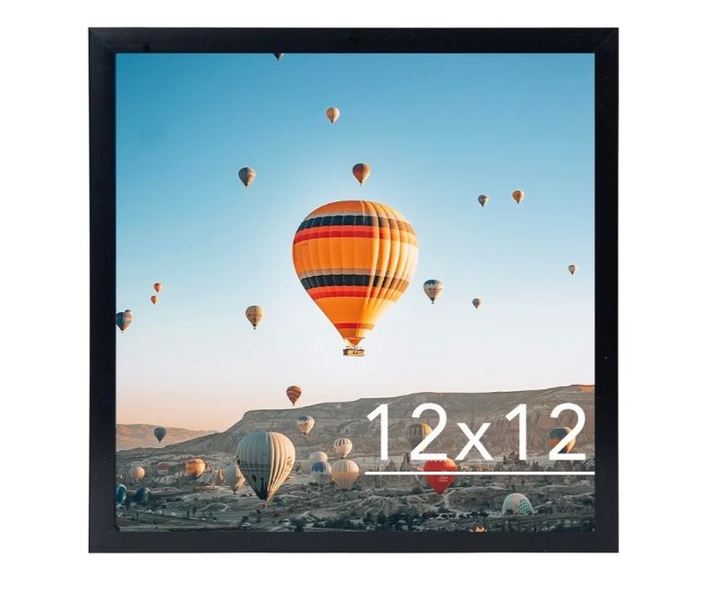 Photo 1 of 12x12 inch Picture Frame, Horizontal and Vertical Formats for Wall Hanging, 12 x 12 Square Wall Gallery Poster Photo Frame with Shatter Resistant Plexiglass, Black