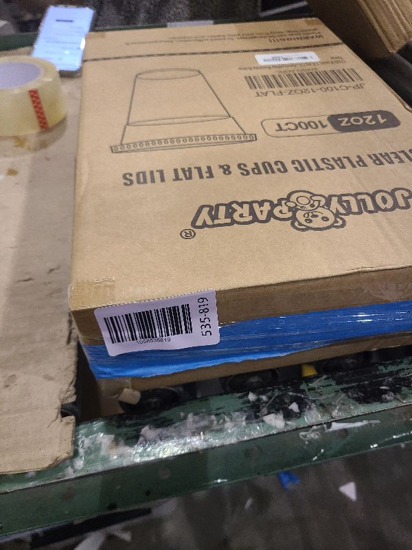 Photo 1 of [100 Pack] 12 oz Clear Plastic Cups with Flat Slotted Lids, Disposable Drinking Party Cups for Iced Cold Drinks Coffee Tea Smoothie Bubble Boba