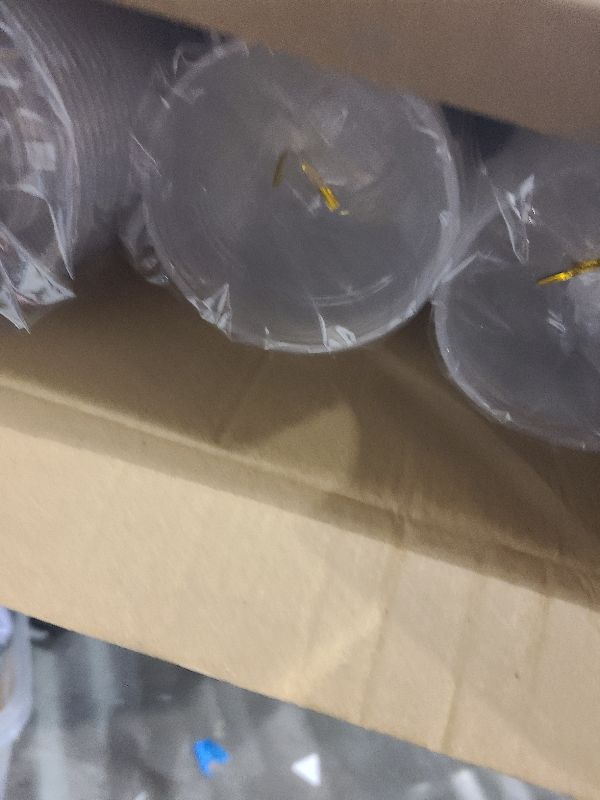 Photo 1 of [100 Pack] 12 oz Clear Plastic Cups with Flat Slotted Lids, Disposable Drinking Party Cups for Iced Cold Drinks Coffee Tea Smoothie Bubble Boba