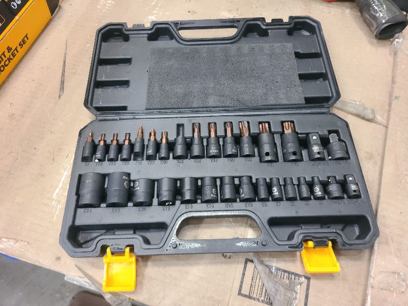 Photo 1 of 31-Piece Torx Bit Socket Set: Premium CR-V & S2 Alloy Steel, Star T8-T70 & E-Torx E4-E24, High Torque Laser Marked for Automotive Mechanic