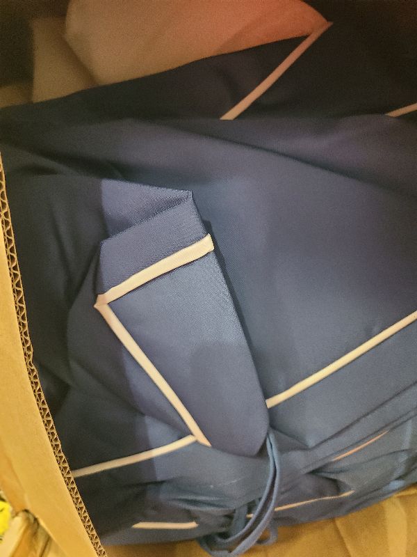 Photo 1 of 2 PCS Outdoor Chaise Lounge Cushion Waterproof and Sunlight Resistant, Lounge Deck Reclining Chair Cushions for Patio Furniture Lawn Pool Resort Hotel (2, Blue + white border, 72'' L x 21'' W x 4" T)