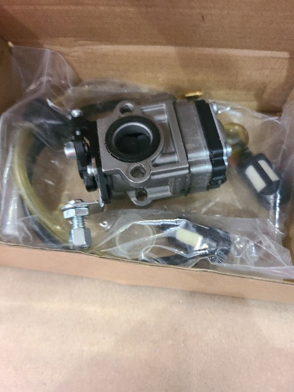 Photo 1 of 2-Stroke Carburetor Kit, Replacement for 43cc 47cc 49cc 50cc 52cc Engines, Compatible with Tillers, Auger, Mini Pocket Bikes, ATVs, Quads; Includes Fuel Line, Primer Bulbs, Gasket & Spark Plug