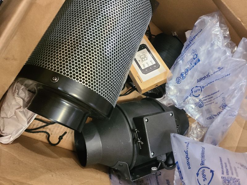 Photo 1 of VIVOSUN Smart Air Filtration PRO G4 Kit 4", AeroZesh G4 Inline Duct Fan w/GrowHub E42A Temp. Humidity WiFi-Controller, Carbon Filter & Ducting, Cooling & Ventilation System for Grow Tent, Hydroponics
