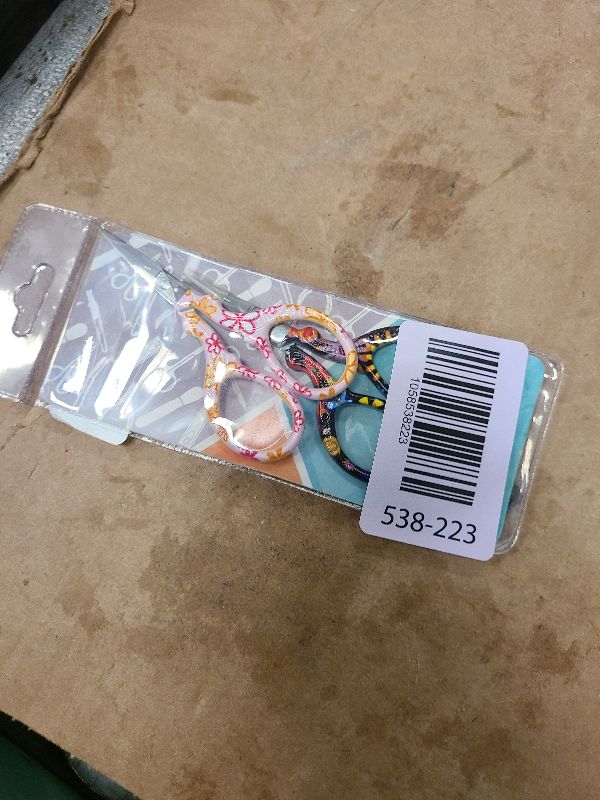 Photo 1 of 2PCS Sewing Embroidery Scissors, 3.6 Inches Sharp Stainless Steel Crochet Scissor Craft Scissors for Cross Stitch Supplies, Crochet Accessories, Paper Cutting,Threading & Needlework DIY(Black+Pink)