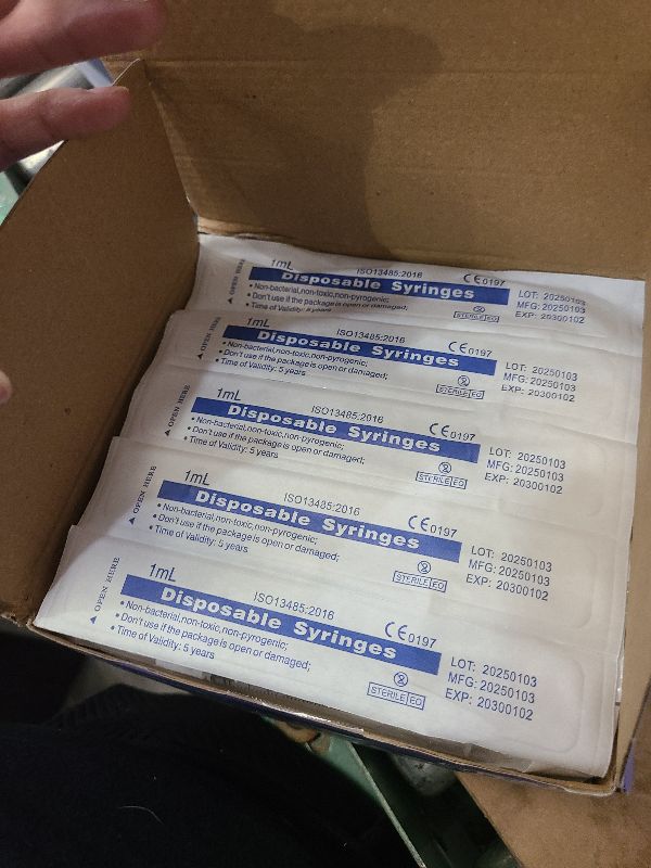 Photo 1 of 150 Pcs 1ml Syringes with Caps Oral Dispenser Individually Sterile Warpped for Medicine Dropper, Colostrum Collect Feeding Pets, Liquid