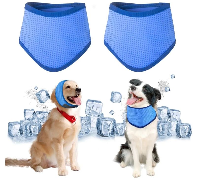Photo 1 of 2 Pack Dog Cooling Collar Breathable Pet Cooling Collar for Dogs Dog Instant Cooling Bandana Ajustable Summer Pet Neck Collar Dog Neckerchief, Dog Ice Scarf