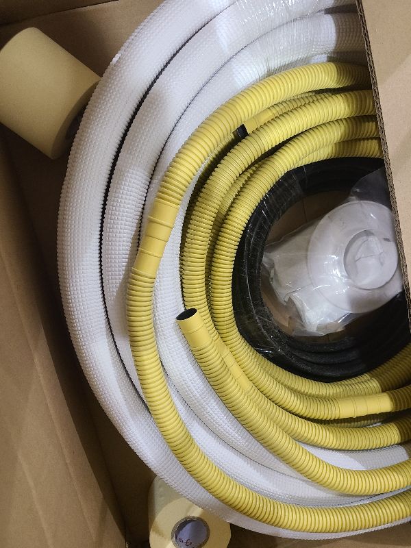 Photo 1 of 25FT Mini Split Line Set 1/4*1/2 OD HVAC Copper Tube Pipe Extension,3/8 Thickened PE Insulation Coil Air Conditioner Twin Copper Line Heating Equipment Hose with Flared Nuts (25FT (1/4+1/2) with wire)