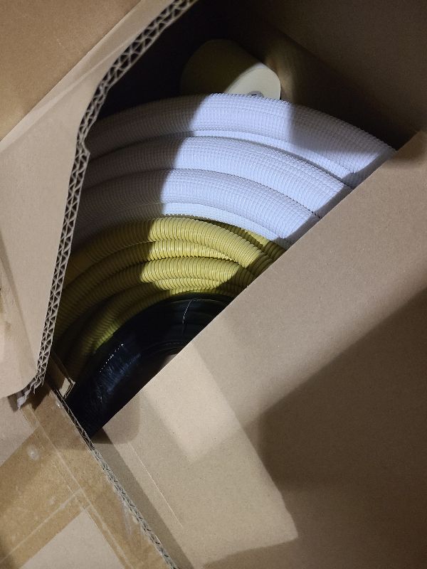 Photo 1 of 25FT Mini Split Line Set 1/4*1/2 OD HVAC Copper Tube Pipe Extension,3/8 Thickened PE Insulation Coil Air Conditioner Twin Copper Line Heating Equipment Hose with Flared Nuts (25FT (1/4+1/2) with wire)