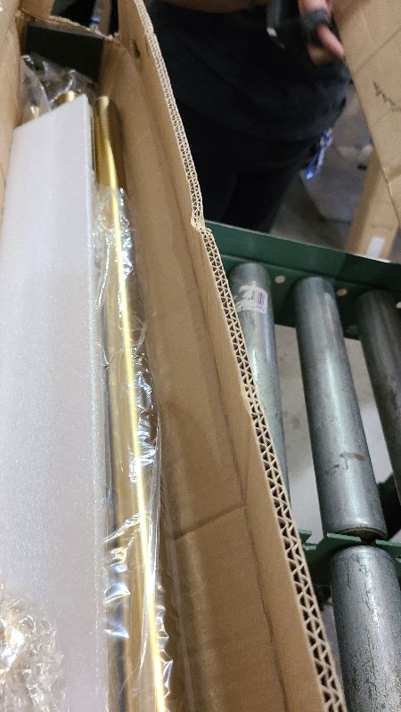 Photo 1 of 1 1/8 Inch Diameter Curtain Rods, 144-240” Telescoping Large Single Window Drapery Rod Heavy Duty With Adjustable Modern Brackets, Warm Gold