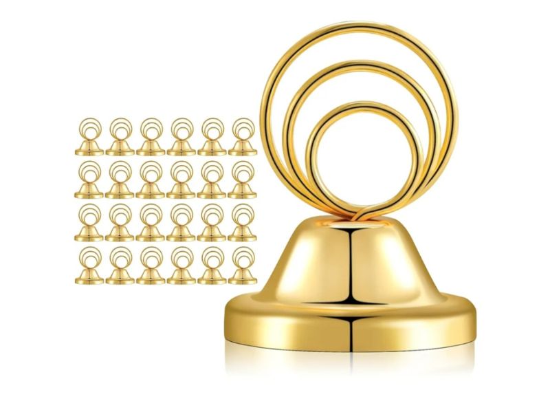 Photo 1 of 24 Pcs Gold Table Number Holders Wire Picture Holder Small Size Table Card Holders Tabletop Metal Place Card Holder Reserved Table Card Holder for Centerpieces Wedding Reception Party Birthday