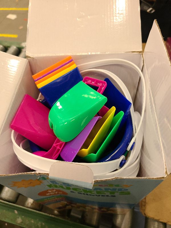 Photo 1 of 12 Sets 5.5" Sand Buckets and Shovels for Kids Bulk (12 Pack) Small Beach Bucket for Summer Outdoor Sand Toys, Party Favors, Basket Stuffers, End of Year Student Gifts from Teacher