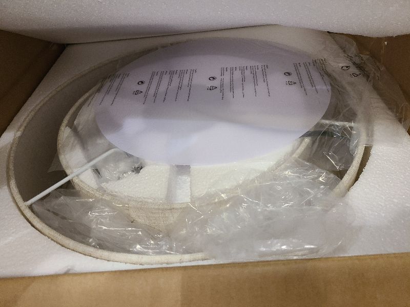 Photo 1 of 16" Semi Flush Mount Ceiling Light, 3-Light Gold Drum Ceiling Light Fixture with 2-Tier Fabric Linen Shade, Farmhouse Chandelier for Dining Room, Living Room, Bedroom, Kitchen, Hallway, Entryway