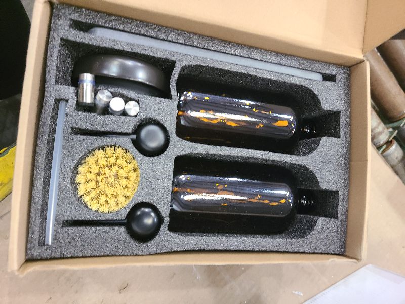 Photo 1 of [Luxury] Kitchen Soap Dispenser Set - 16OZ Amber Glass Bottle, Stainless Steel Pump, Instant Dry Tray, Waterproof Labels, Non-Slip Silicone Pad, and Dish Brush | Upgrade for Your Kitchen and Bathroom