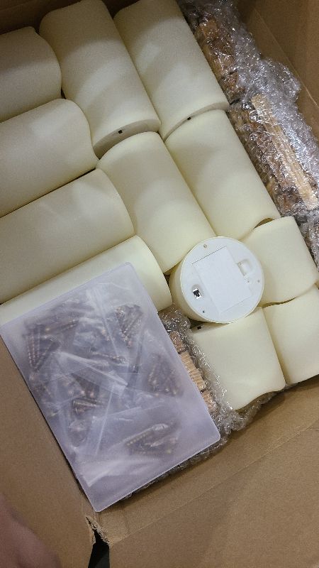 Photo 1 of 24 Pcs Wooden Candle Lantern Include 12 Wedding Lantern Centerpiece 12 Flameless Decorative Candles Holders Wedding Centerpieces for Tables Party Decor(Brown)