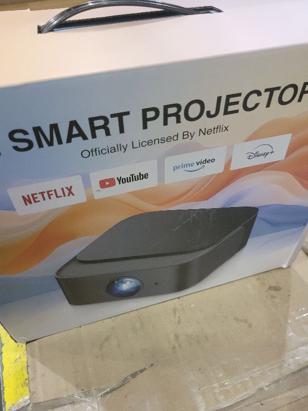 Photo 1 of [2025 Netflix-Licensed | 386+ Built-in Apps] DBPOWER E2 Smart Projector with WiFi and Bluetooth, Mini Projector 4K Support with Netflix, Youtube, Disney+, Hulu, Max, Crunchyroll w Portable Case