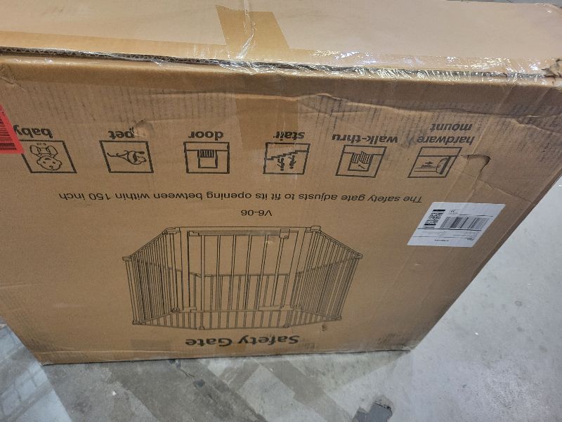 Photo 1 of 150" Extra Wide Baby Gate, Play Yard Child Safety Gate, Dog Gates with Auto-Close Door, Double Locking System for The House Doorways, Fireplace, Kitchen, 6-Panels, 30" Tall