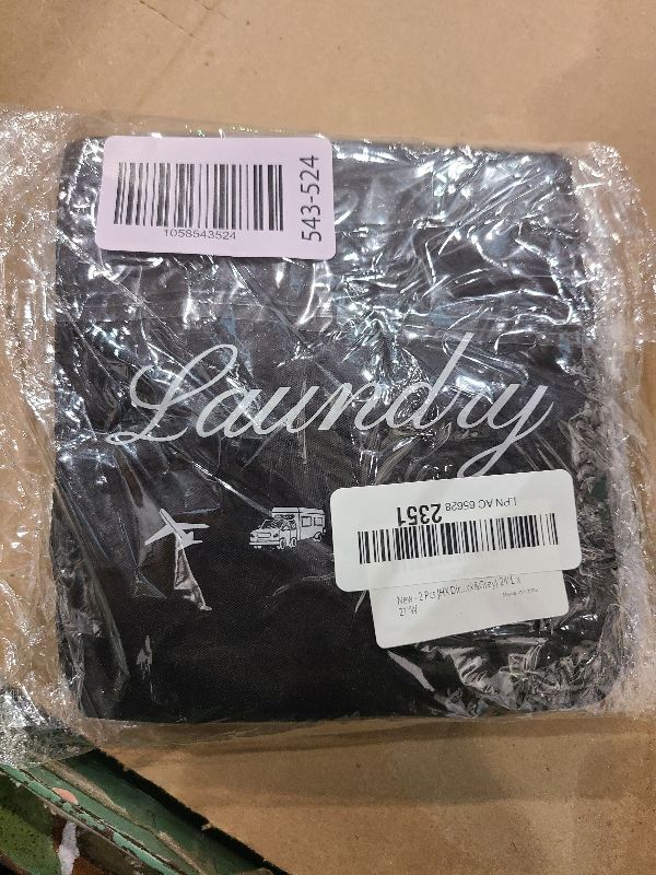 Photo 1 of 2 Pcs JHX Travel Laundry Bags, Dirty Clothes Organizer?Upgraded?with Handles and Aluminum Carabiner for Travel, Camp, Fitness, and Students (Black&Grey) 24"L x 21"W