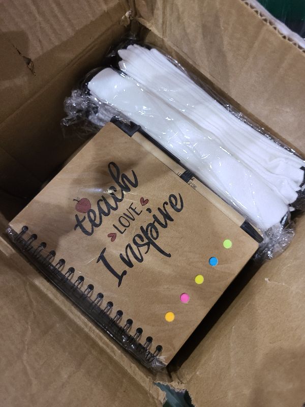 Photo 1 of 12Set Employee Appreciation Gifts Bulk, Thank You Gift Inspirational Notebook Makeup Bag for Team Volunteer Nurse Coworker Teacher, Cosmetic Bag Notepad with Bamboo Pen Gifts Box (12, Teacher)