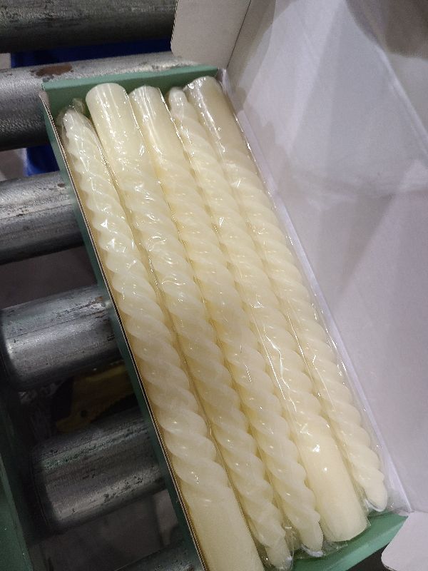 Photo 1 of 10 Inch Pale Yellow Spiral Taper Candle Set, 10 Pack Unscented Dripless Candlesticks for Dinner Party Wedding and Home Decoration