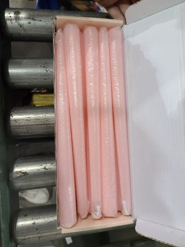 Photo 1 of 10 Inch Baby-Pink Taper Candles for Home Decoration, 10 Pack Unscented Candlesticks for Dinner Wedding Party, Smokeless and Dripless Candle Sticks
