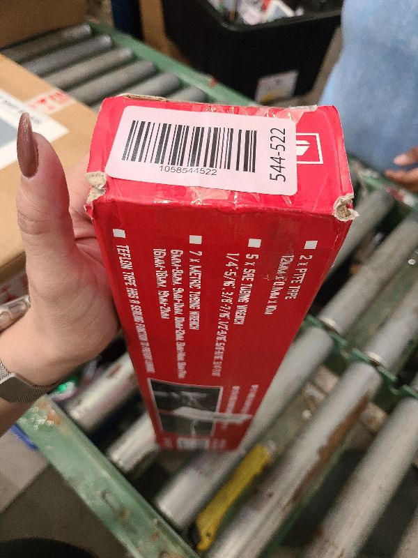 Photo 1 of 14-Piece Flare Nut Wrench Set with PTFE Tape, Metric & SAE Brake Line Wrench Offset 1/4"-7/8"& 9-21mm Set Double Open End with Organizer Pouch for Repairing and Removing Nuts