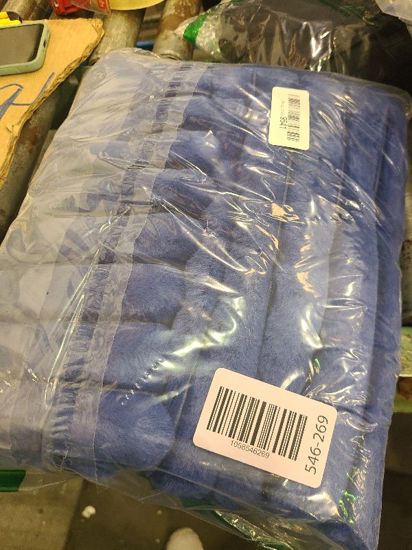 Photo 1 of 24x24 Pillow Covers, Decorative Faux Fur Throw Pillow Covers for Couch, Sofa Soft Fluffy Pillow Cover with Velvet Back for Living Room, Neutral Home Décor Accent for Bed - Blue