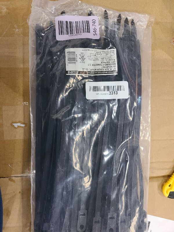 Photo 1 of 12-in Screw Mount, 100-Pack 120-lb, Black, Speciality Cable Tie
