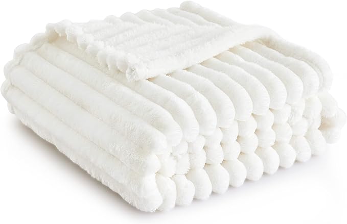Photo 1 of **MSRP 12.79**Bedsure GentleSoft White Throw Blanket for Couch - Cozy Blanket for Women, Cute Fleece Throws for Girls, Birthday Gifts for Women Teens, Room Home Boho Halloween Fall Decor, Off White, 50x60 Inches
