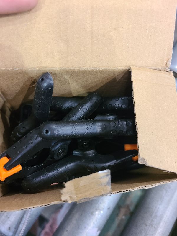 Photo 1 of 12 Pack Plastic Spring Clamps, 3.5inch Small Heavy Duty Clips for Crafts, Backdrop Stand, Woodworking, Photography Studios (Black)