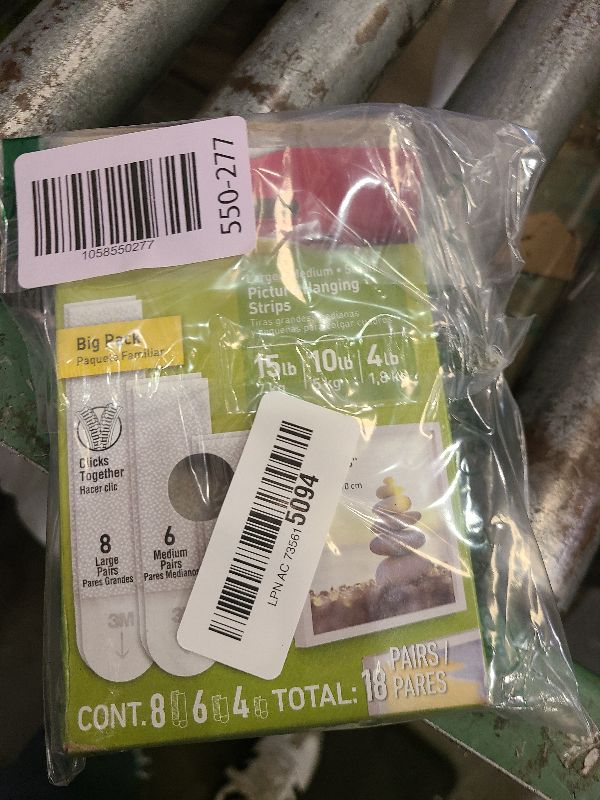 Photo 1 of 3M Command Picture Hanging Strips Big Pack, Removable, (4) Small, (6) Medium, (8) Large, White, 18 Pairs/Pack