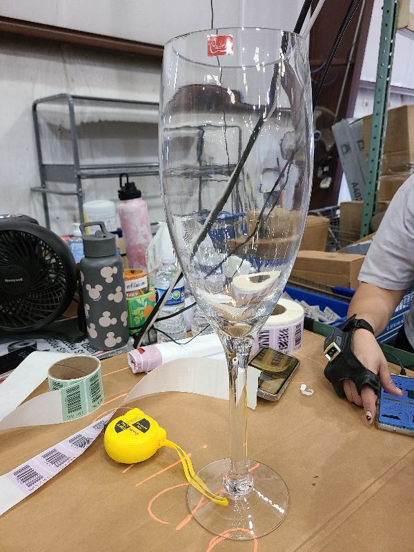 Photo 1 of  Champagne Glass Vase, Width 6", Height 20", (Multiple Sizes Choices) Clear Stemmed Red Wine Planter Floral Container, Wedding Centerpiece, Event Home Decor, 1 Piece (VWV0620)