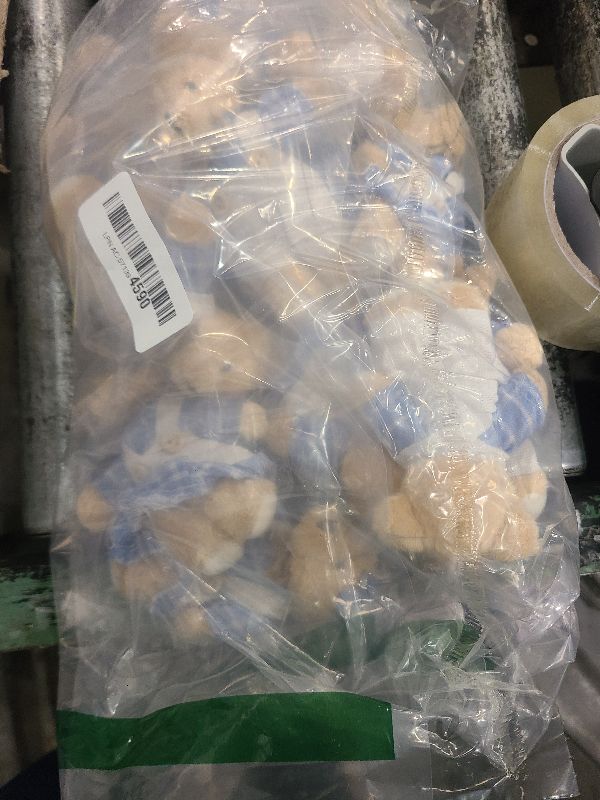 Photo 1 of 12 Pieces Mini Bear Stuffed Animals, Mini Couple Plush Bear with Burlap Clothes Little Animal Toys for Birthday Wedding Decorations Christmas Party Favors Supplies(Cute Style,Blue, White)