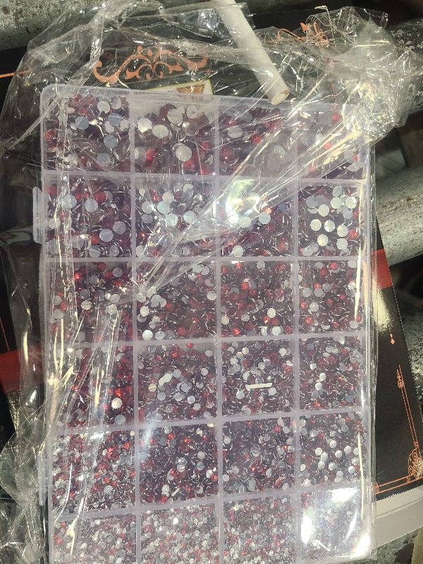 Photo 1 of 25000Pcs Resin Rhinestones for Crafting, Red 2-6mm Mixed Sizes Non Hotfix Flatback Gems with 1Pcs Glue, Bedazzling Crystal for DIY Craft Clothing Mugs Tumblers Shoes Fabric Decor Nail Art