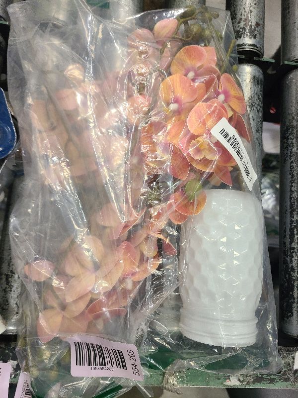 Photo 1 of 3pcs 9heads Simulated Phalaenopsis, high-Pole Artificial Flowers, Real Touch, Large-Size Artificial Flowers for Interior Decoration, Wedding and Other Scenes(Orange Powder)
