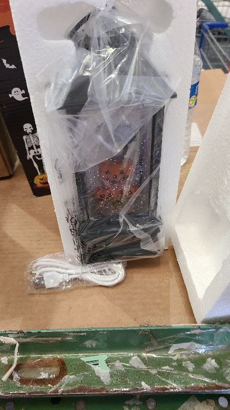 Photo 1 of 10'' Halloween Snow Globe Lantern Lighted Musical Water Lantern Spooky Pumpkin and Witch' s Black Cat Combo with Swirling Glitter, Battery Operated or USB Powered