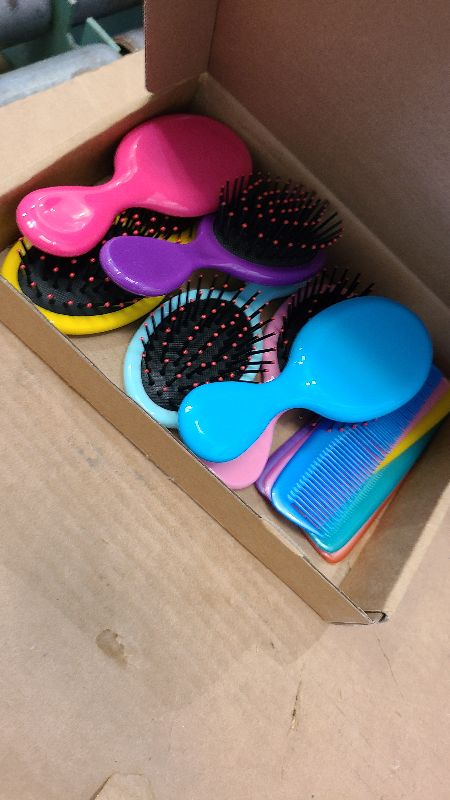 Photo 1 of 12 Pack Wet Small Hair Brush Combs Set, 6 Detangler Mini Brush Detangling Travel Hair Brush 6 Plastic Fine Wide Combs for Women Men Kids Toddler Girls Baby(Stylish Colors)