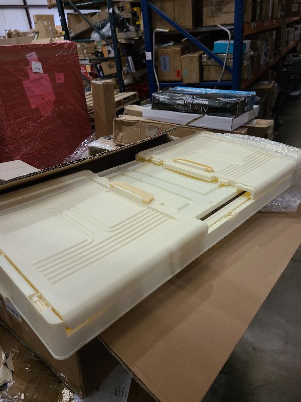 Photo 1 of 
4 Tier 29 Gallons Stackable Storage with Doors & Wheels Plastic Drawers Organizer for Closet/Dorm, Cream Rolling Cabinet Underbed Space, Removable Lids