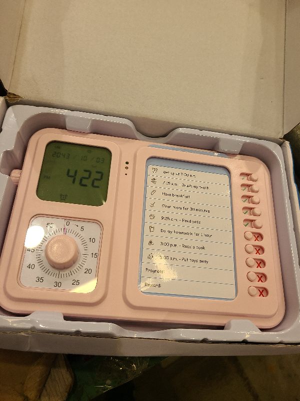 Photo 1 of 3-in-1 Visual Timer & ADHD Tool for Kids Adults, ADHD Task Timer with Chore Chat Board Schedule, Homeschool (Pink)