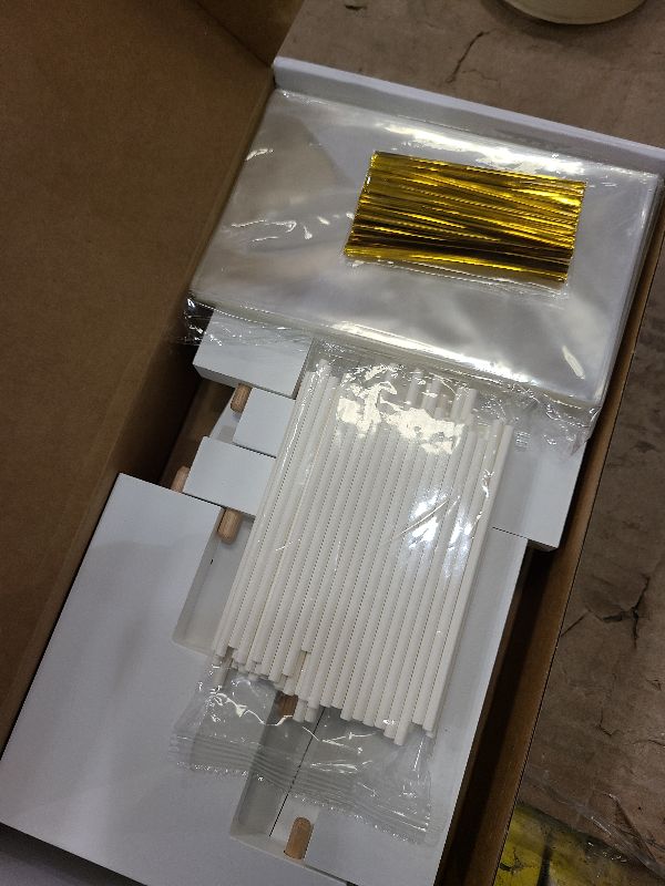 Photo 1 of 2 Pack Wood Cake Pop Stands Sucker Display 3 Tier Lollipop Holders with 100 Treats Bags 100 Lollipop Sticks 100 Gold Twist Ties for Dessert Table of Wedding Baby Shower Birthday Party (Wood)