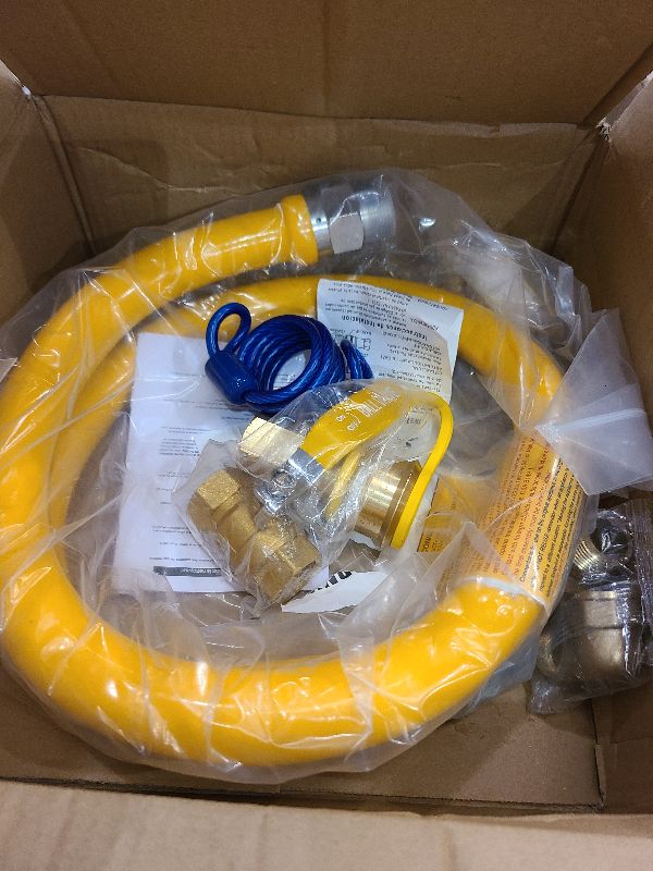 Photo 1 of 3/4" × 48 inch Commercial Gas Hose, 1675KIT48 Safety System Kit, Mobile Gas Line Hose Connector Kit for Commercial Kitchen, with 3/4" Quick Disconnect