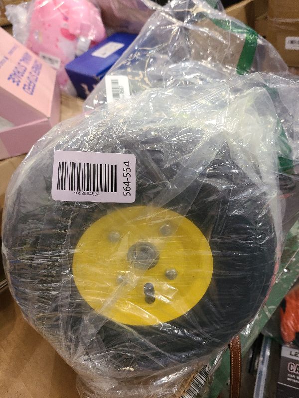 Photo 1 of (4 Pack) AR-PRO 4.10/3.50-4" All Purpose Utility Air Tires and yellow Wheel - with 10" Inner Tube, 5/8" Axle Bore Hole, 2.2" Offset Hub and Double Sealed Bearings for Hand Trucks and Gorilla Cart