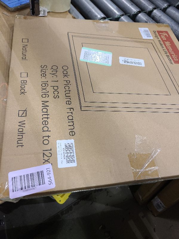 Photo 1 of 16x16 Oak Picture Frame, 16x16 Matted Frame For 12x12 Picture, Square Wood Frame for Vertical and Horizontal Display on Wall and Table (Walnut, 1 Pack)