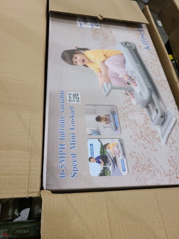 Photo 1 of 12V Ride-On Car with Cleaning Fun, 3 in 1 Gokart, Soft-Start, 5-Speed Adjustable, Detachable mop, Rechargeable Battery, 160lbs Capacity, Indoor & Outdoor for Kids Ages 3+ Gray