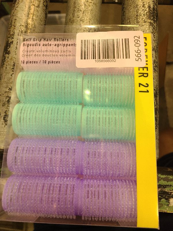 Photo 1 of 10pc Gentle Grip Hair Roller Set for Salon-Style Voluminous Curls at Home (PURPLE/BLUE)