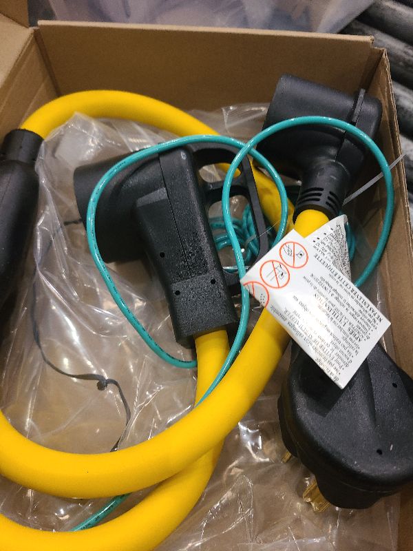 Photo 1 of 30 Amp Dryer Y Splitter to RV/EV Compatible with NEMA 10-30P to 14-50R/10-30R 3 Prong 30A to 4 Prong 50A Y Adapter Cord for EV/RV Charging at Dryer Outlet STW 10 AWG with Safety Ground Wire, 3FT